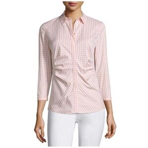 LAFAYETTE 148 Leigh Gingham Blouse Size 16